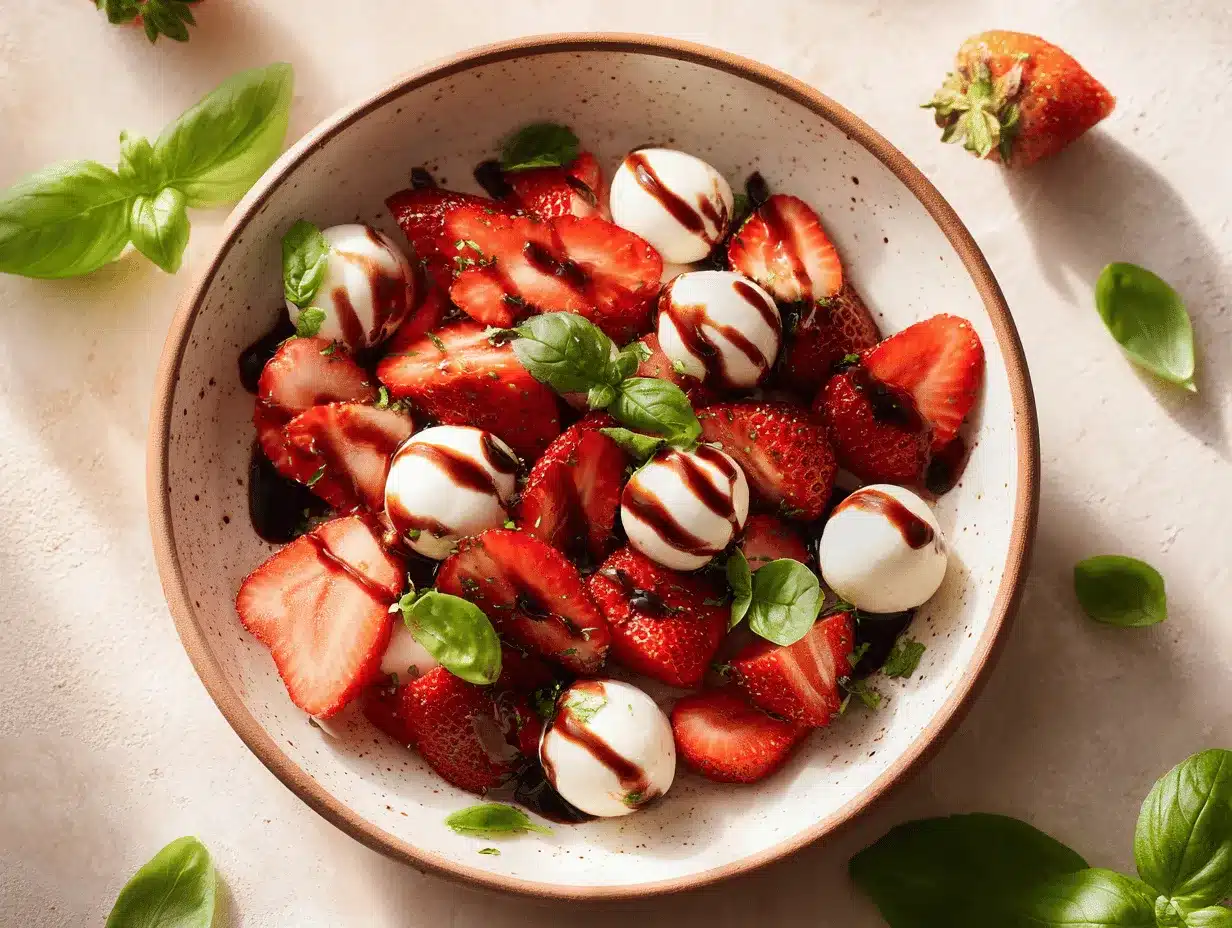 balsamic strawberry Caprese salad preparation steps