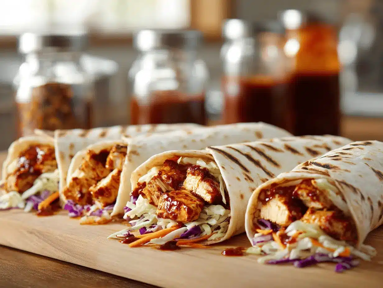 BBQ chicken coleslaw wraps preparation steps