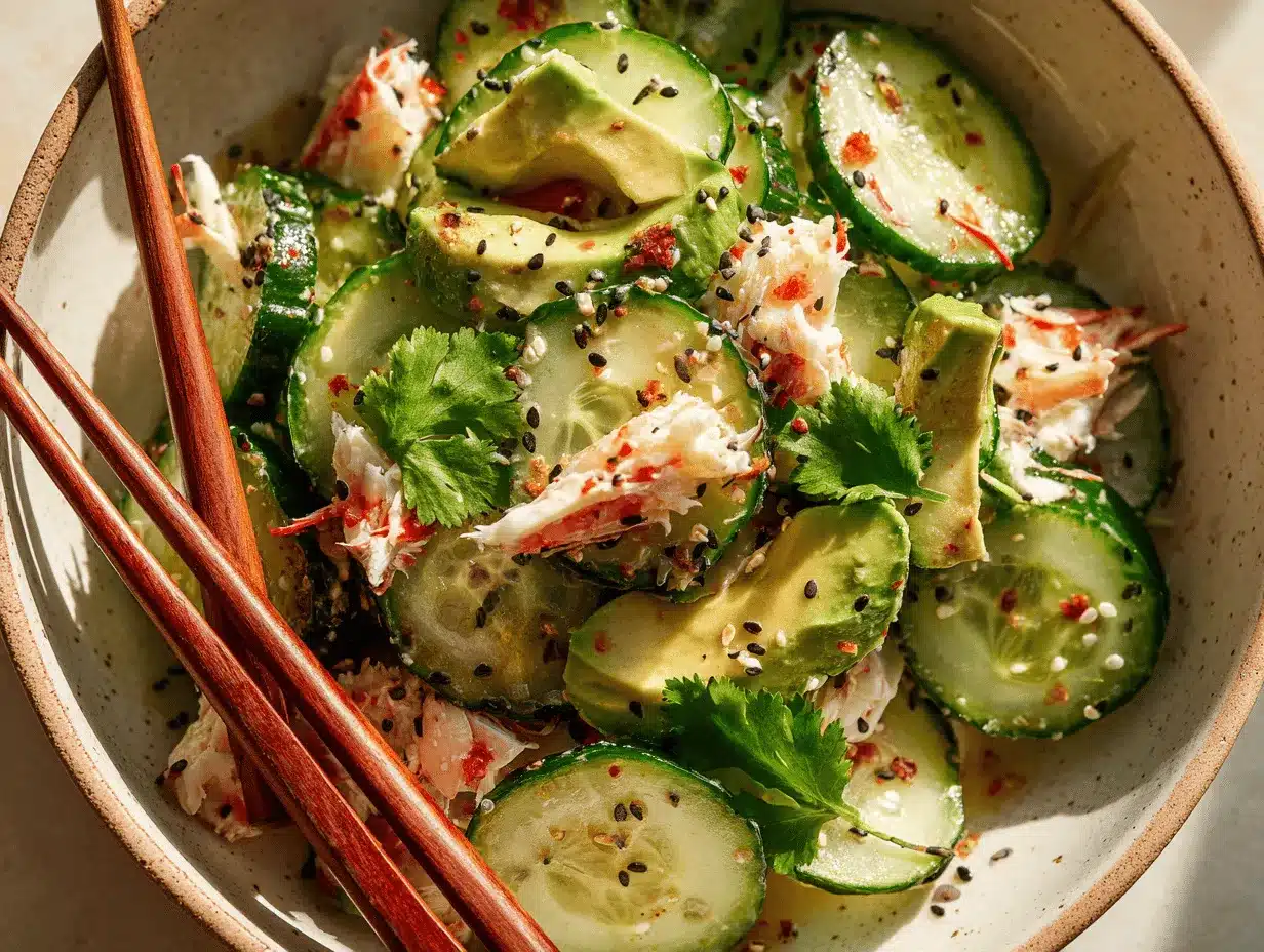 California roll cucumber salad preparation steps