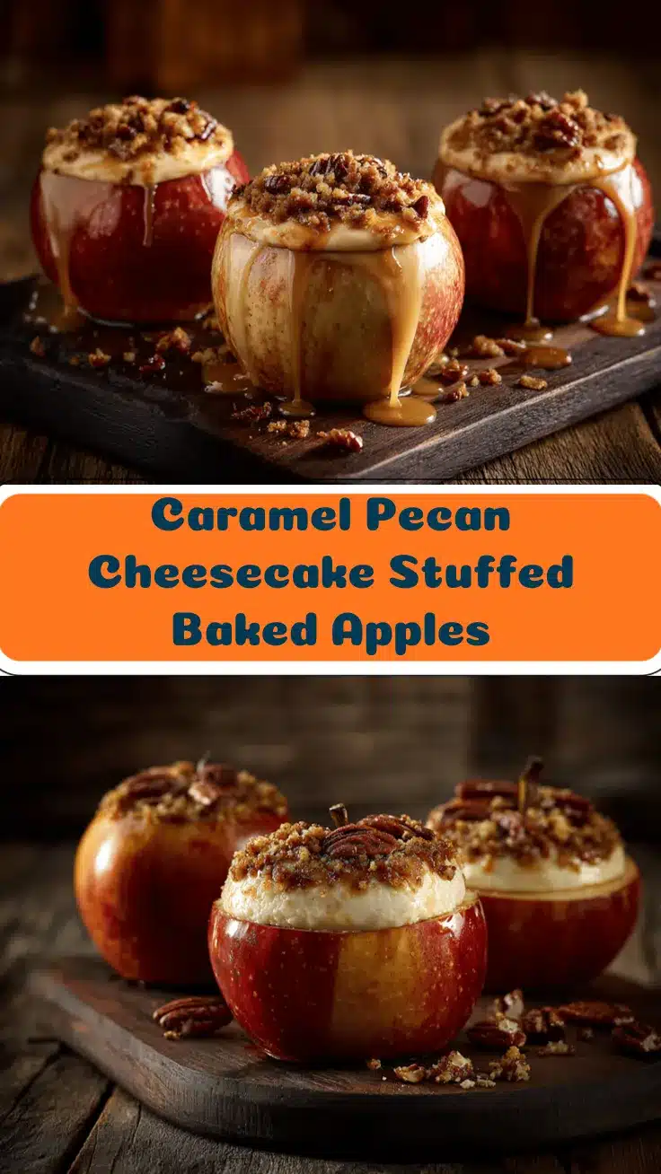 caramel pecan cheesecake stuffed baked apples recipe