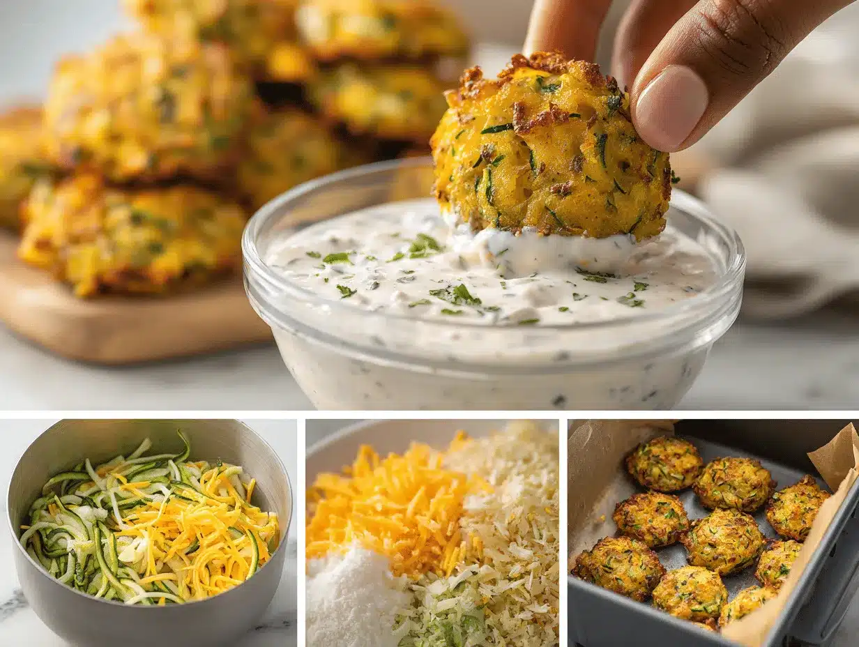 cheesy air fryer zucchini squash tots preparation steps