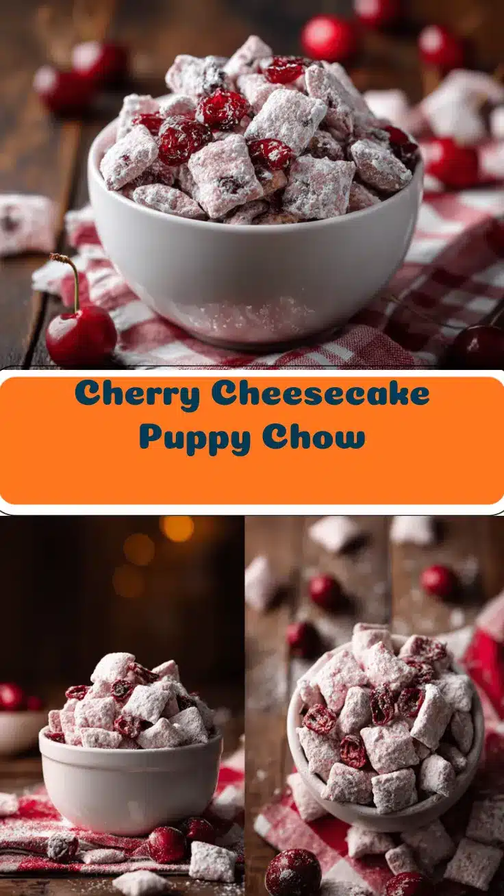 cherry cheesecake puppy chow recipe