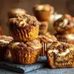 cinnamon sugar crunch pumpkin bread muffins - featured image