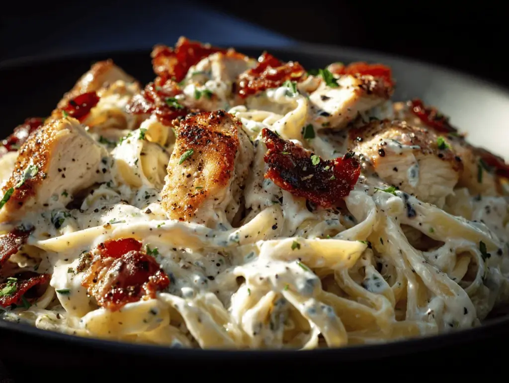 creamy chicken bacon ranch pasta - featured image