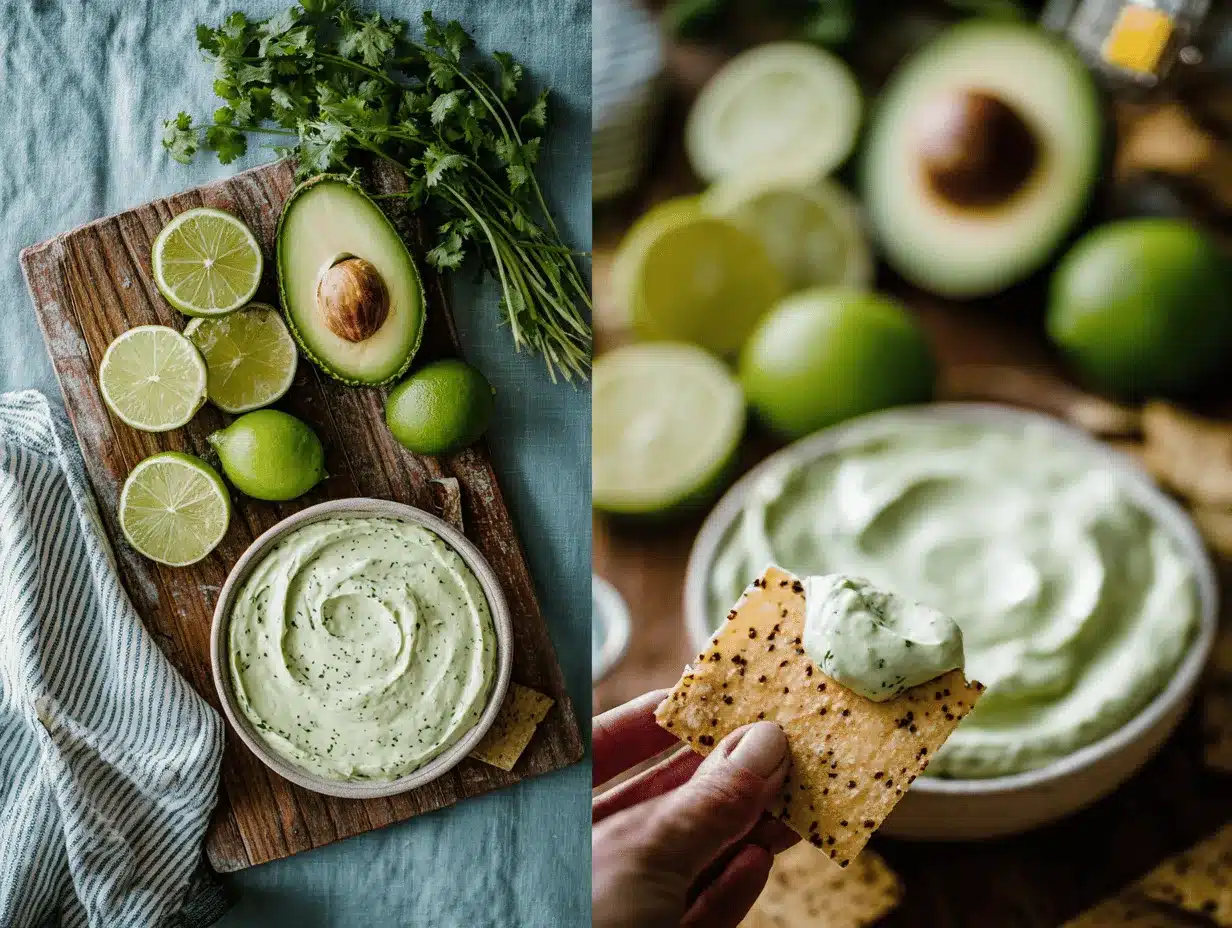 creamy cilantro lime avocado yogurt dip preparation steps
