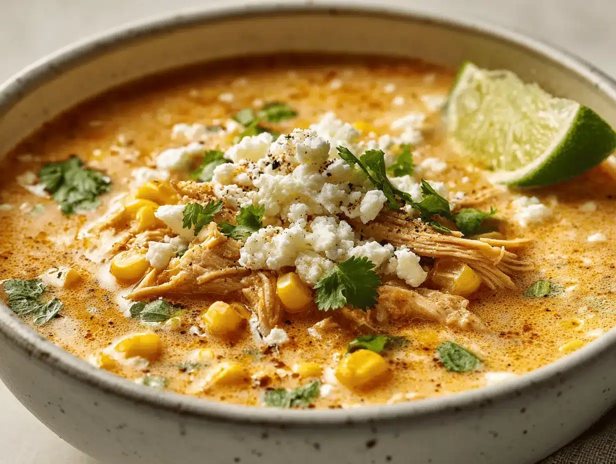 creamy slow cooker Mexican street corn chicken soup preparation steps