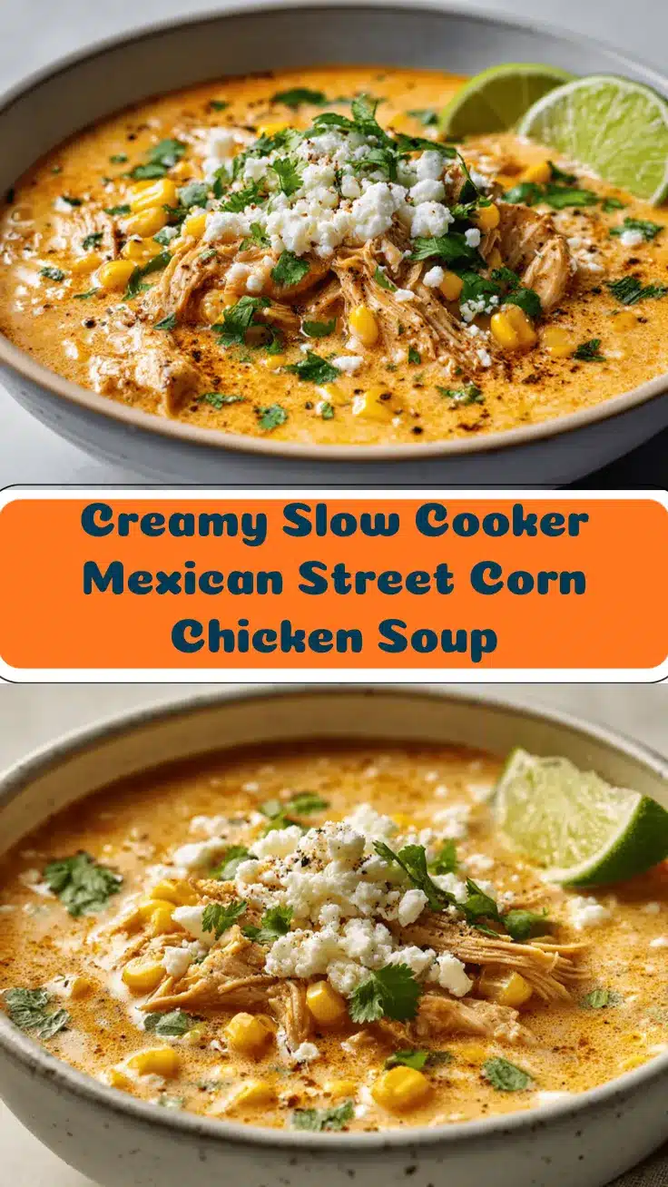 creamy slow cooker Mexican street corn chicken soup recipe