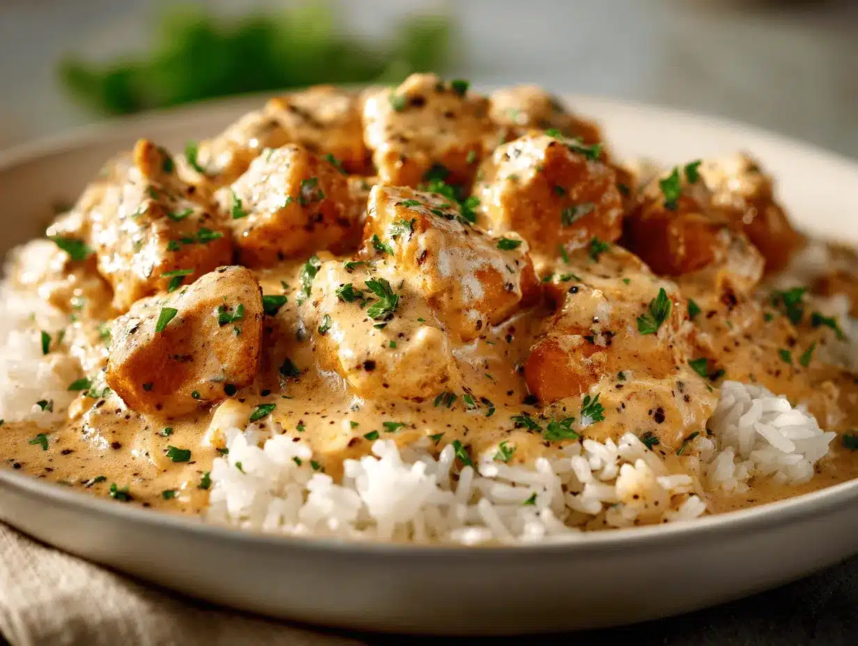 creamy smothered chicken and rice preparation steps