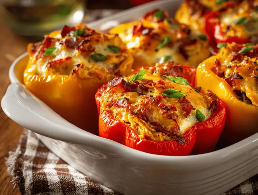 creamy Southwest chicken and bacon stuffed peppers - featured image