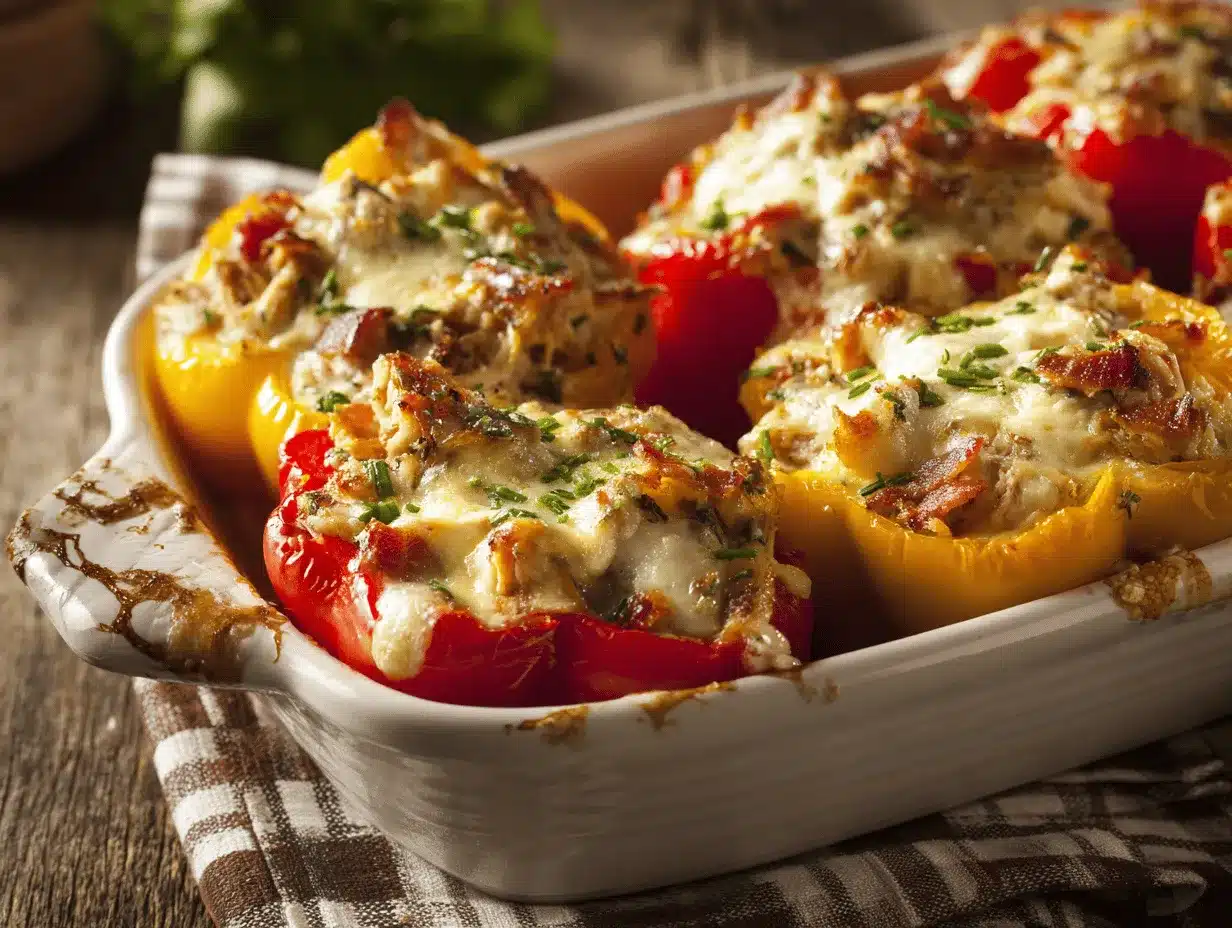 creamy Southwest chicken and bacon stuffed peppers preparation steps