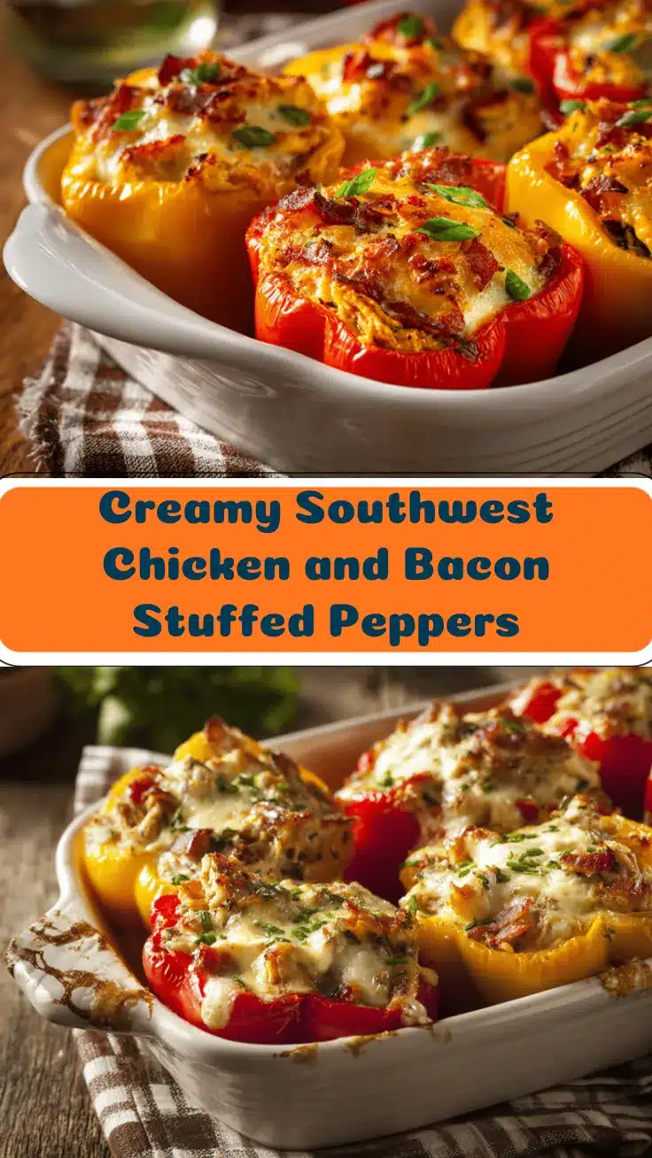 creamy Southwest chicken and bacon stuffed peppers recipe