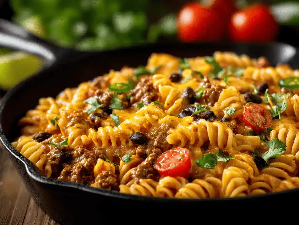 creamy taco pasta bake preparation steps
