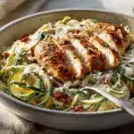 Creamy Tuscan Chicken Alfredo with Zucchini Noodles - featured image