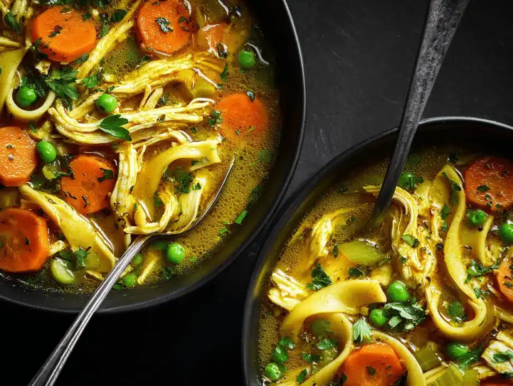 golden turmeric chicken noodle soup - featured image