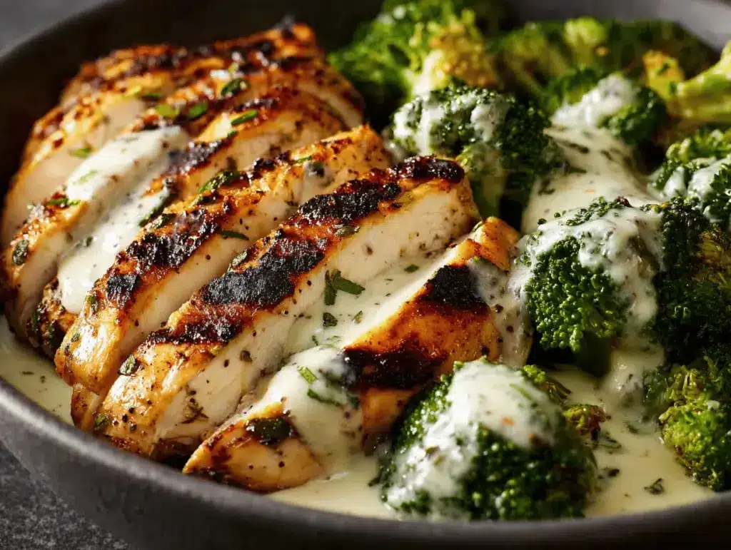 grilled chicken and broccoli bowls - featured image