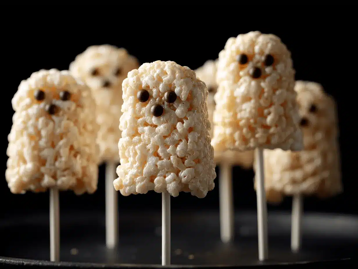 Halloween Ghost Rice Krispies Treats Pops preparation steps