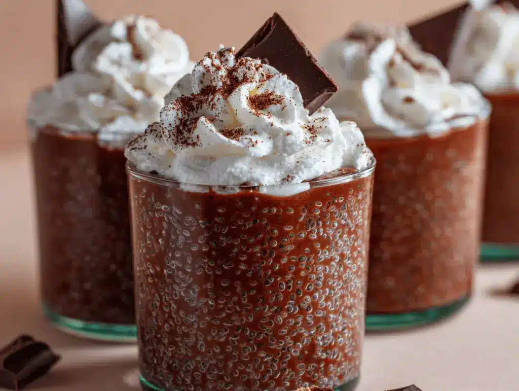 high protein chocolate chia pudding parfaits - featured image