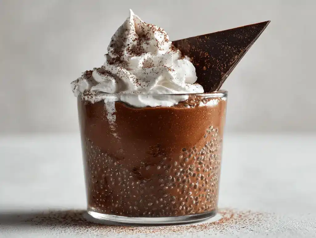 high protein chocolate chia seed pudding - featured image