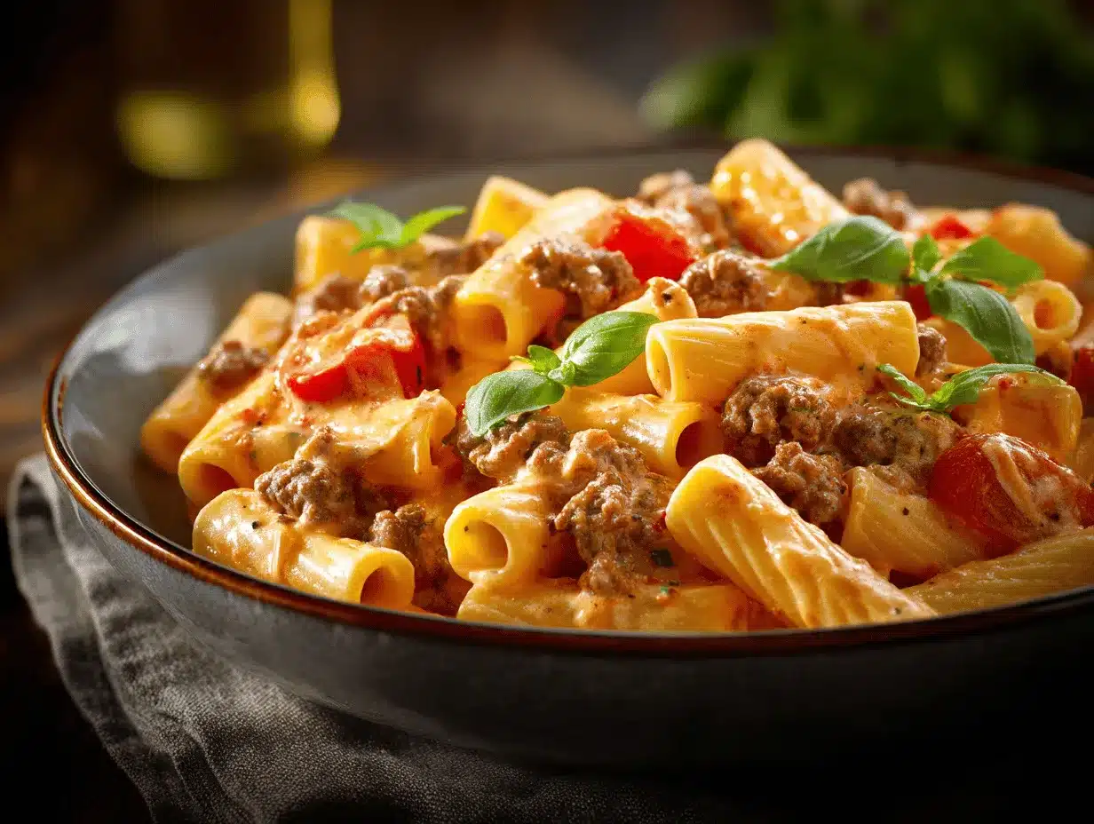 high-protein creamy beef pasta preparation steps