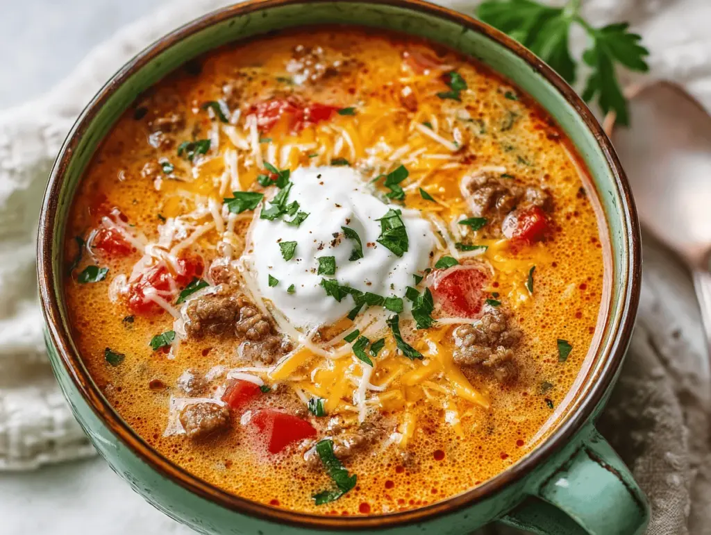 high protein low carb taco soup - featured image