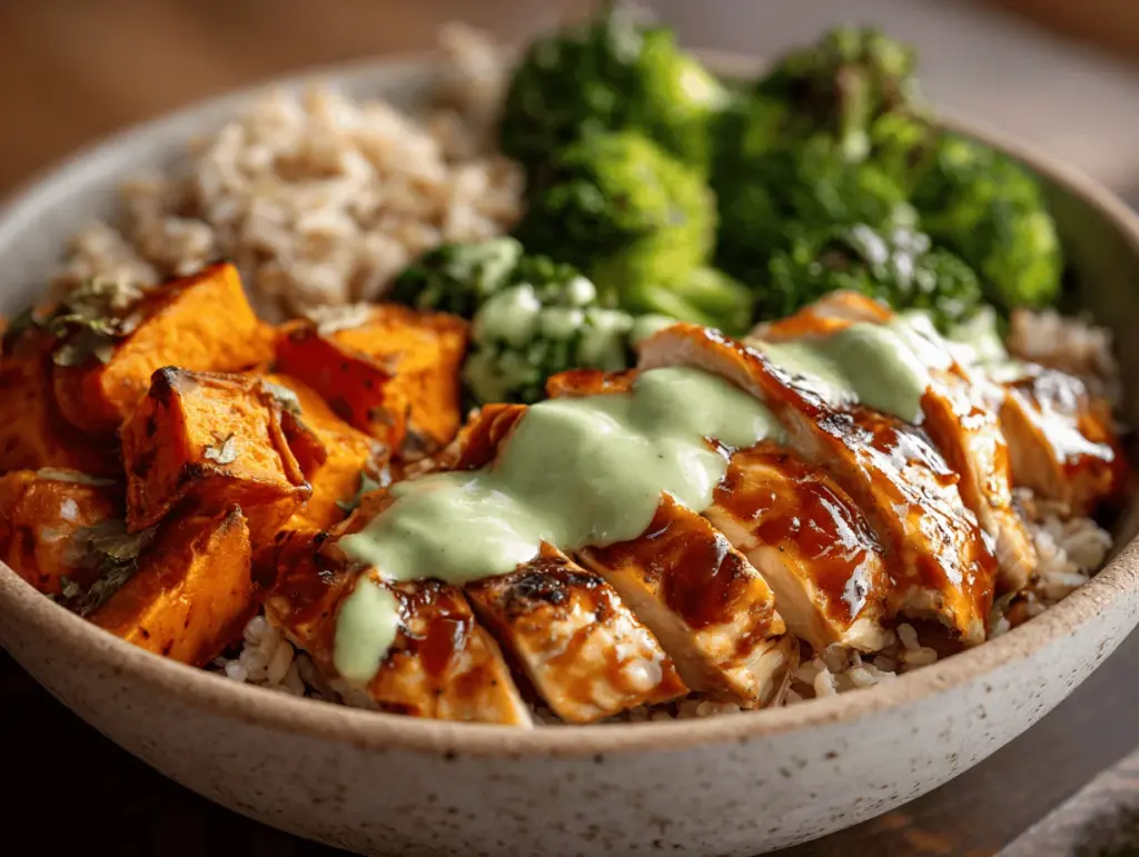 honey chipotle BBQ chicken power bowl - featured image