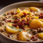 loaded bacon cheeseburger potato soup - featured image
