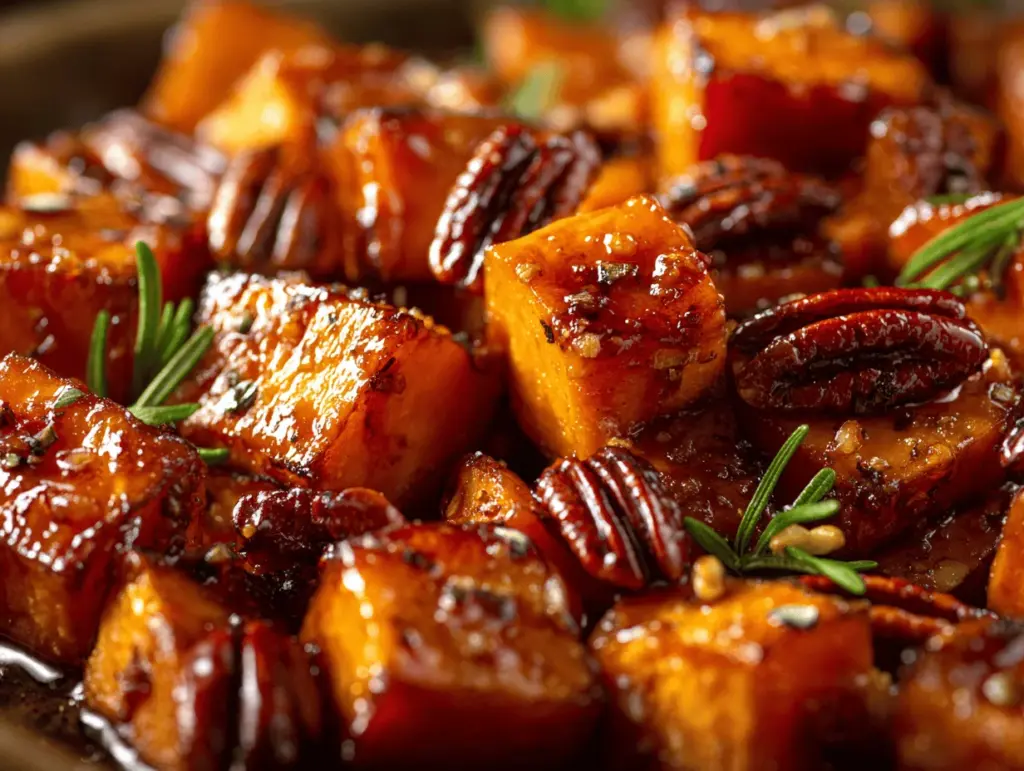 maple cinnamon roasted sweet potatoes - featured image