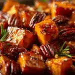 maple cinnamon roasted sweet potatoes - featured image