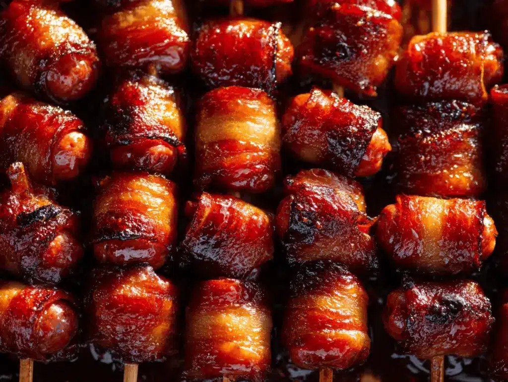 Maple Sriracha Bacon-Wrapped Little Smokies - featured image
