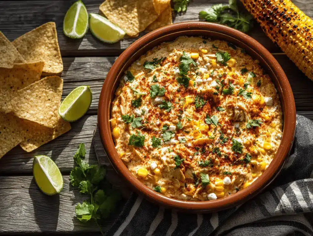 Mexican street corn chicken dip - featured image