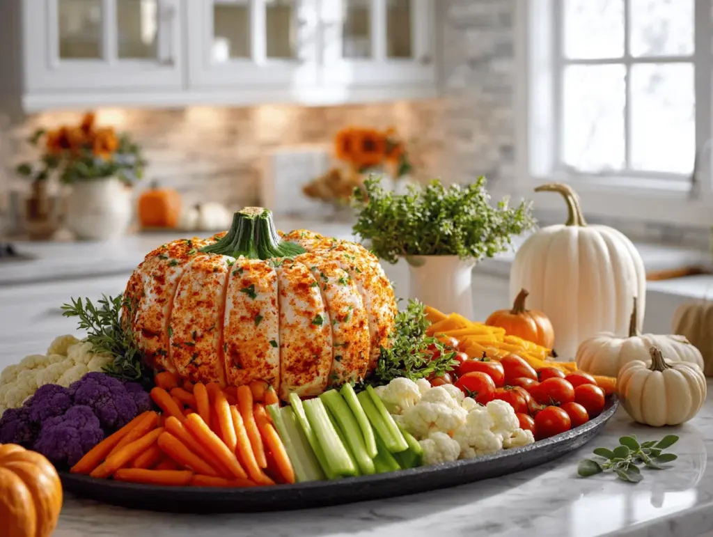 pumpkin-shaped ranch bacon cheese ball - featured image
