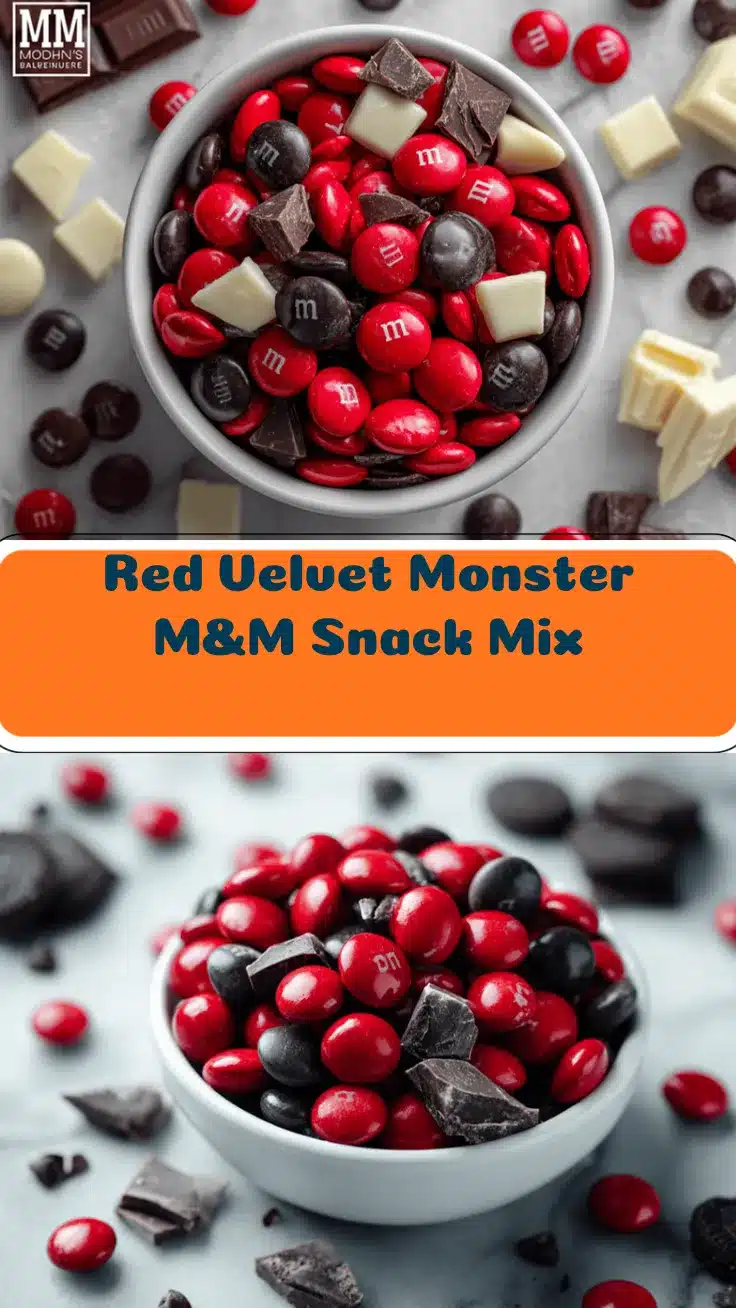 Red Velvet Monster M&M Snack Mix recipe