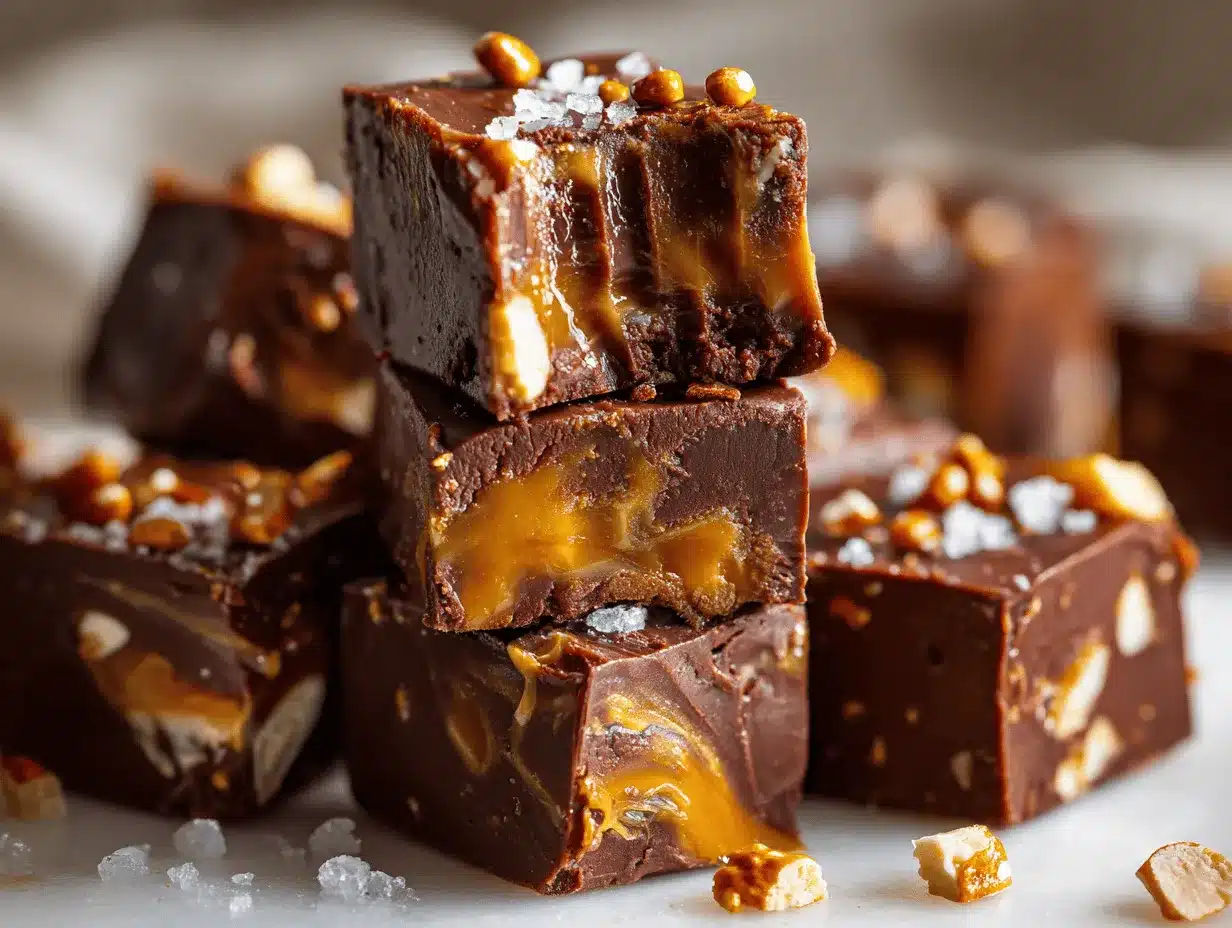 Salted Caramel Pretzel Chocolate Fudge preparation steps