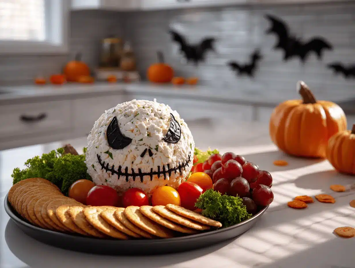 Skellington cheese ball appetizer preparation steps
