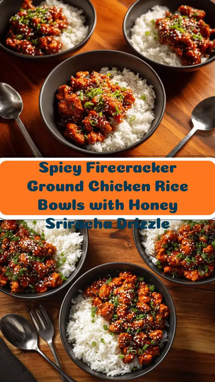 spicy firecracker ground chicken rice bowls recipe