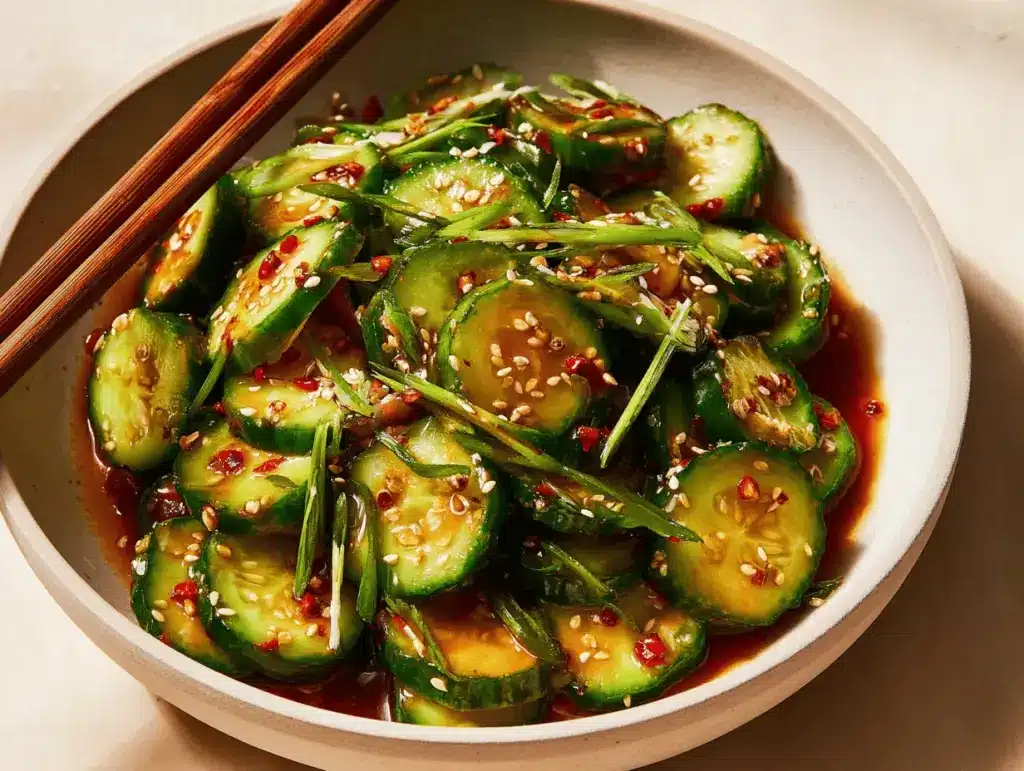 spicy smash cucumber salad - featured image