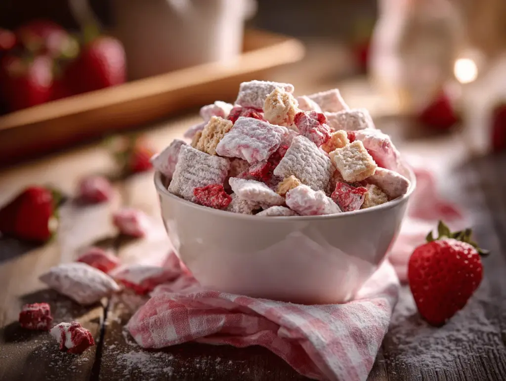 strawberry shortcake puppy chow - featured image
