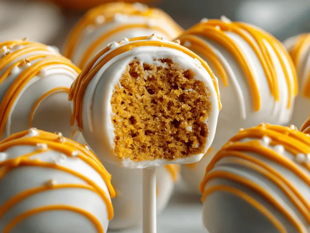 white chocolate pumpkin spice cake pops - featured image