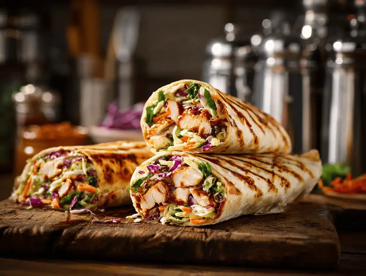 BBQ chicken coleslaw wraps preparation steps