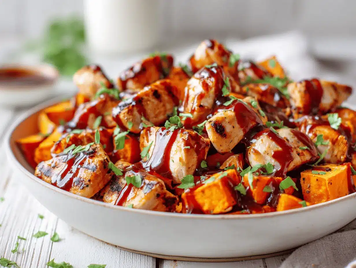 BBQ Chicken Sweet Potato Bowl preparation steps