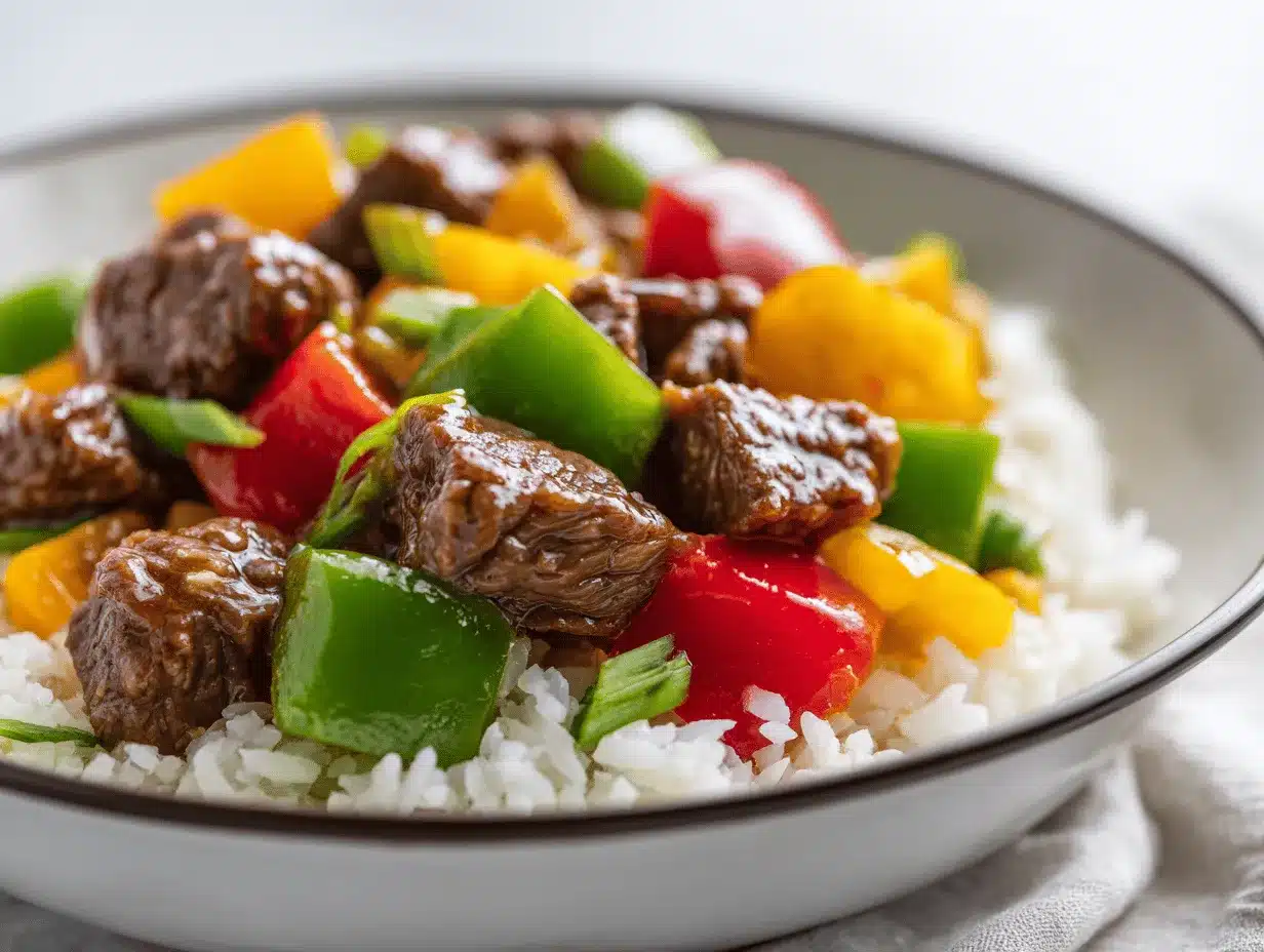 beef and pepper rice bowl preparation steps