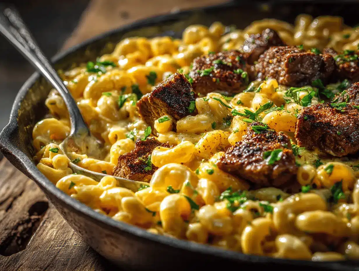 Cajun steak mac and cheese preparation steps
