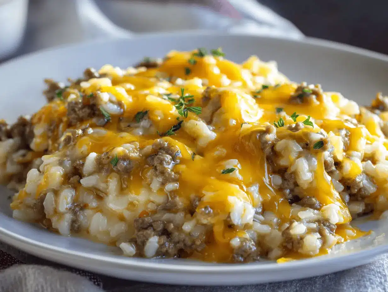 cheesy hamburger rice casserole preparation steps