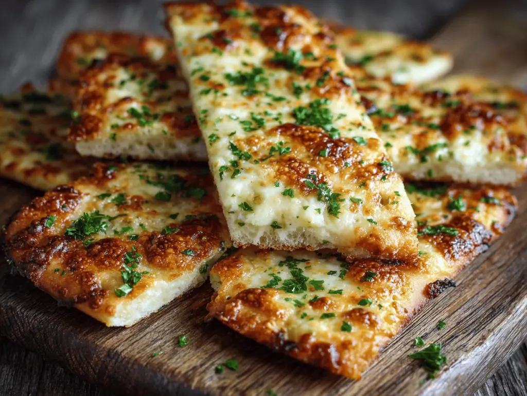 cheesy keto garlic flatbread - featured image