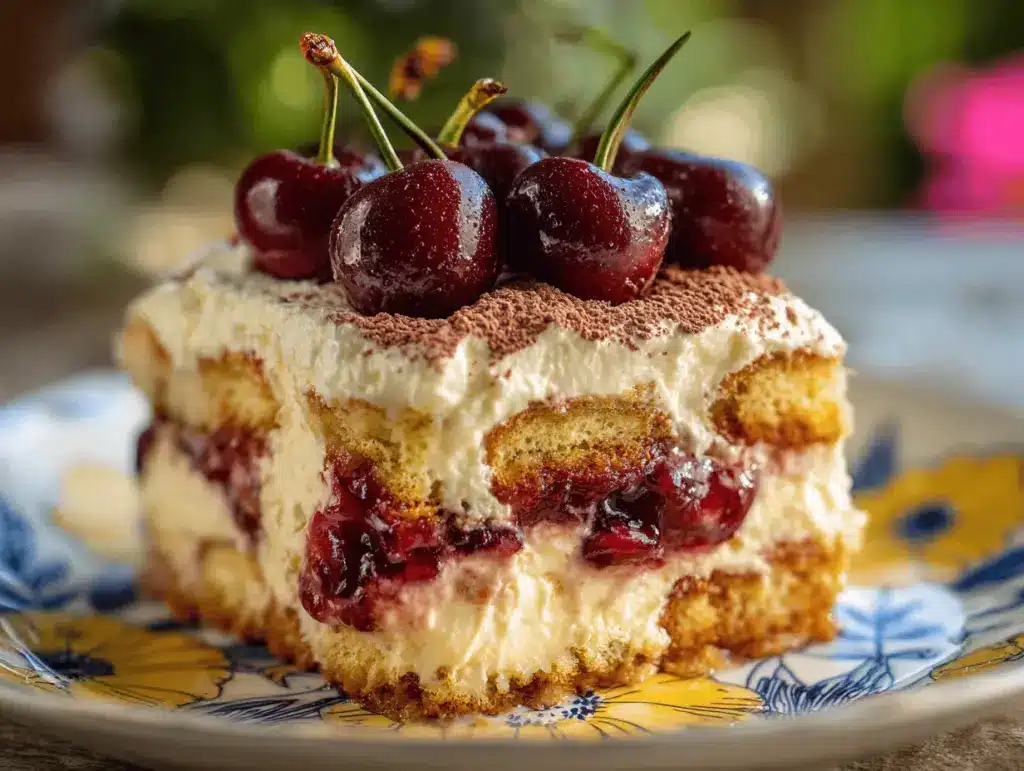 cherry amaretto tiramisu - featured image