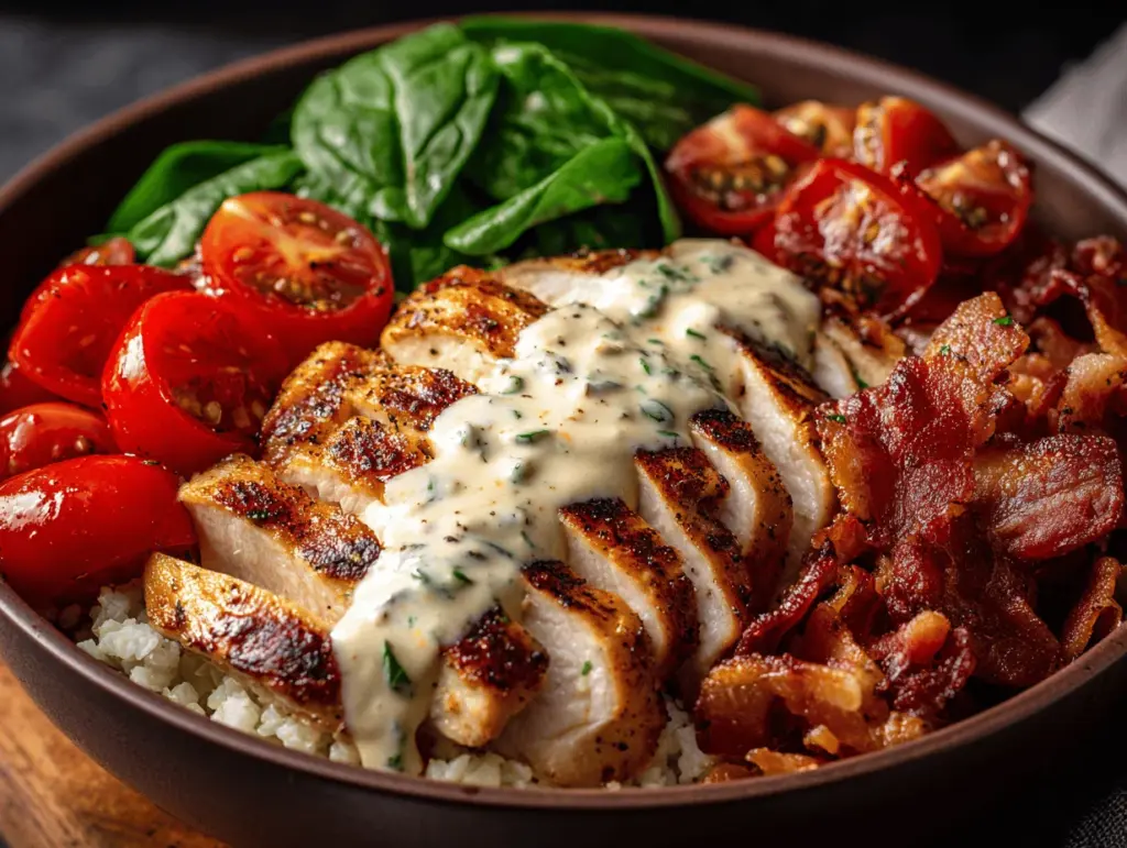 chicken bacon ranch keto bowl - featured image
