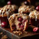 cinnamon streusel cherry cobbler muffins - featured image