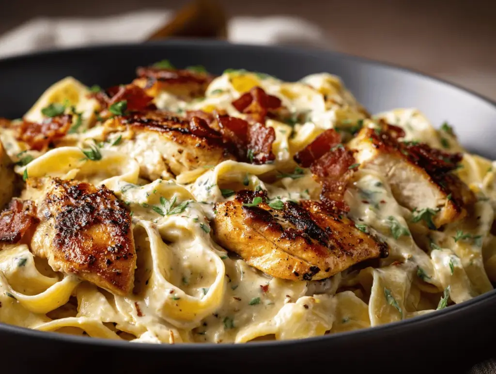 creamy chicken bacon ranch pasta - featured image