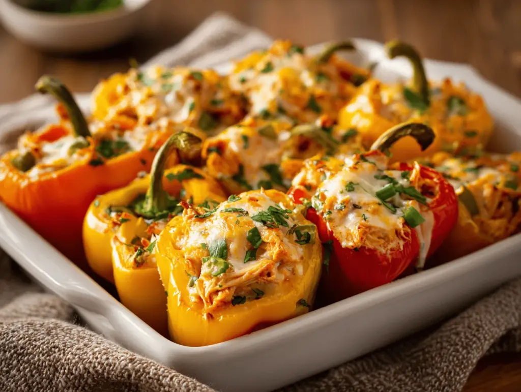 creamy southwest chicken stuffed peppers - featured image