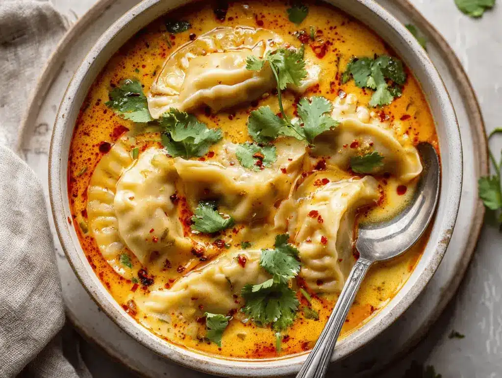 creamy Thai chicken potsticker soup - featured image